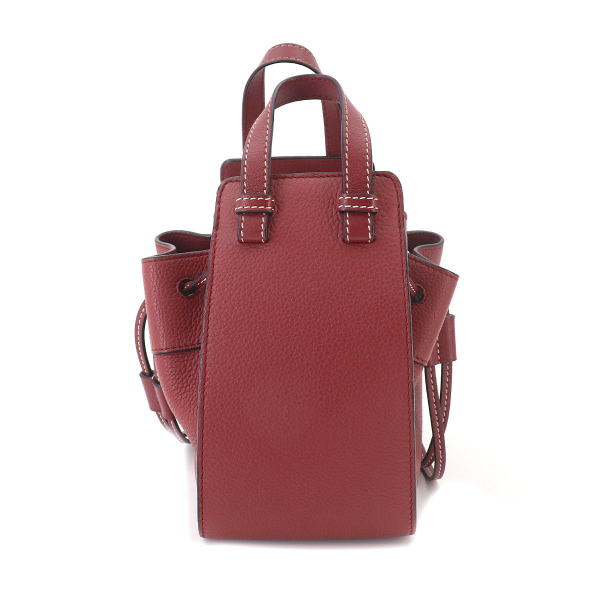 Hammock Drawstring Mini Hand Shoulder Bag Leather Red