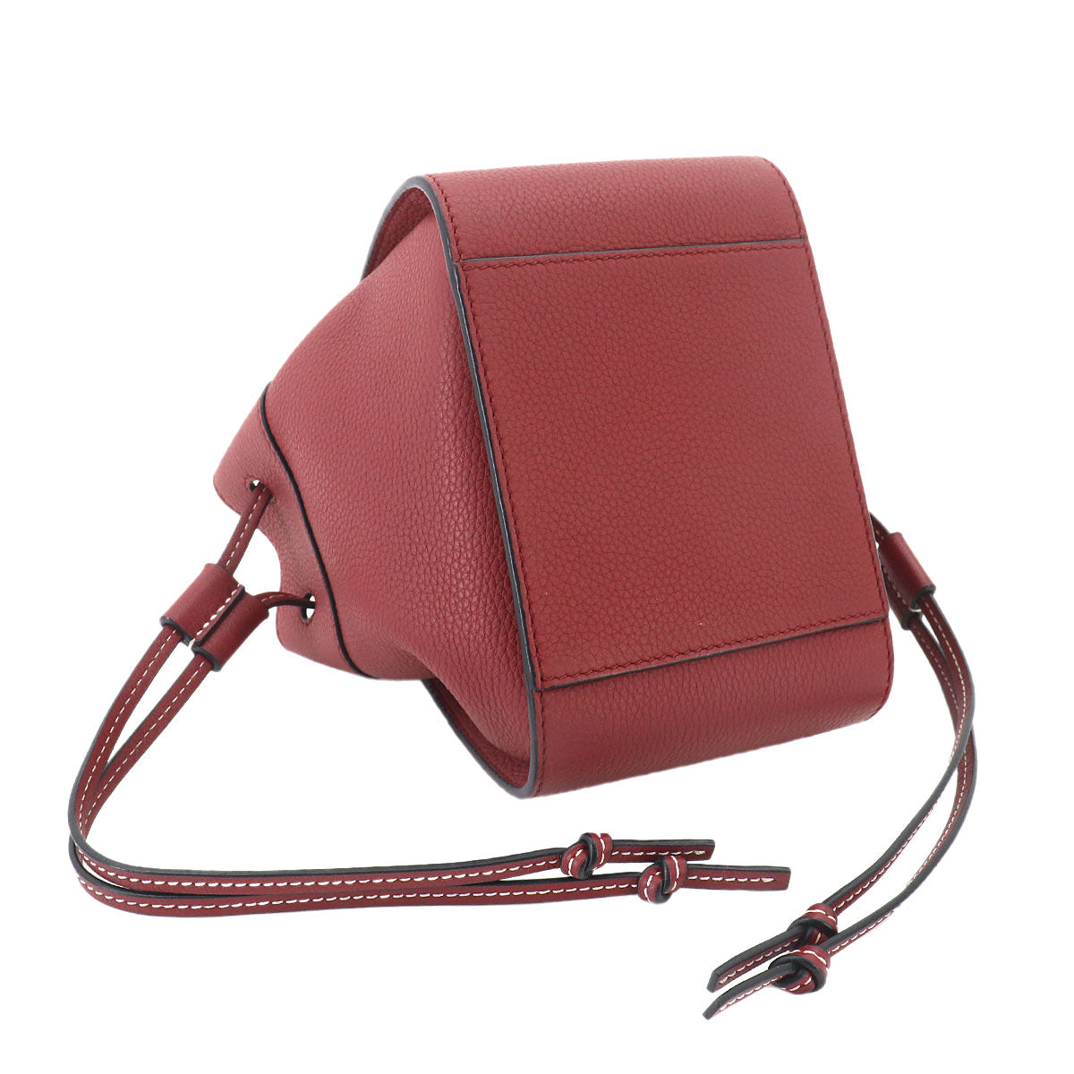Hammock Drawstring Mini Hand Shoulder Bag Leather Red