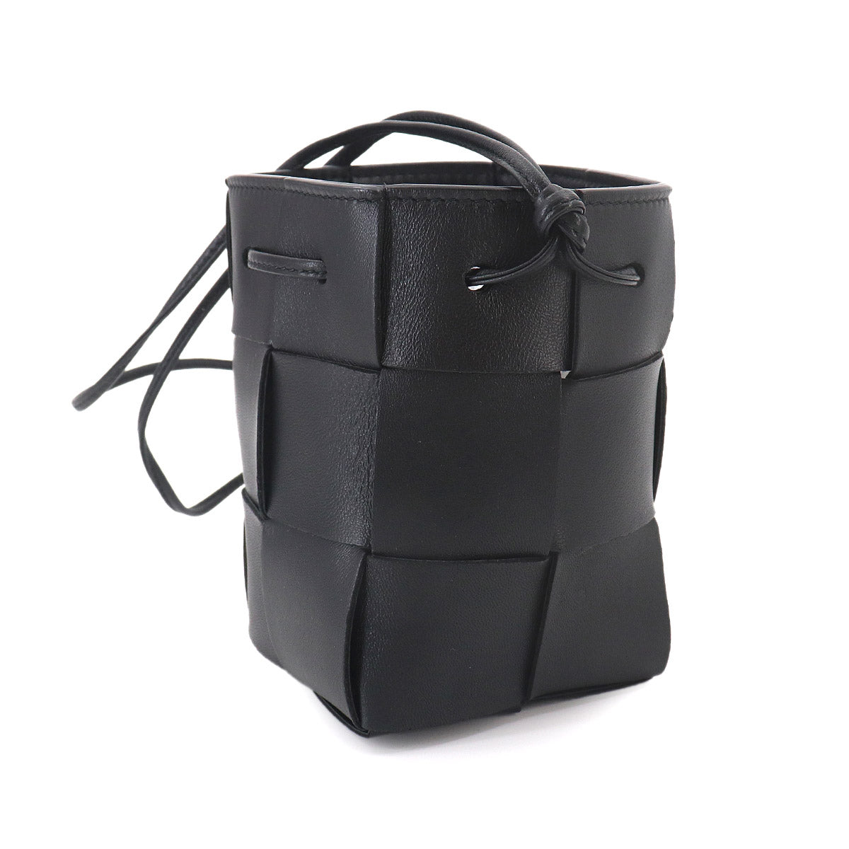 Intrecciato Mini Cassette Bucket Bag Shoulder Black