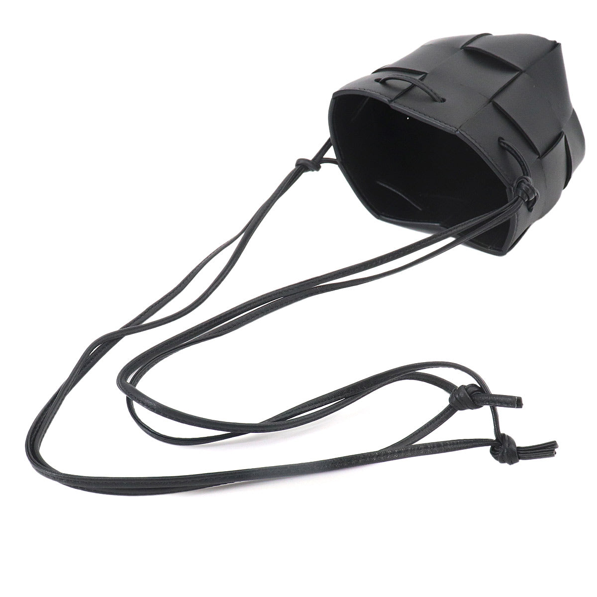 Intrecciato Mini Cassette Bucket Bag Shoulder Black