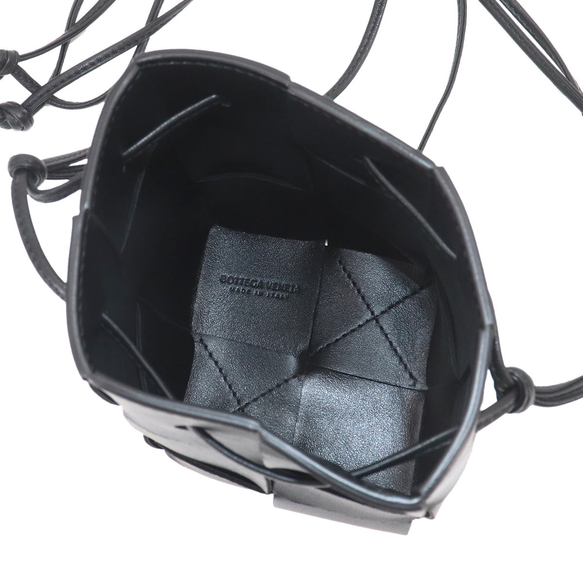 Intrecciato Mini Cassette Bucket Bag Shoulder Black
