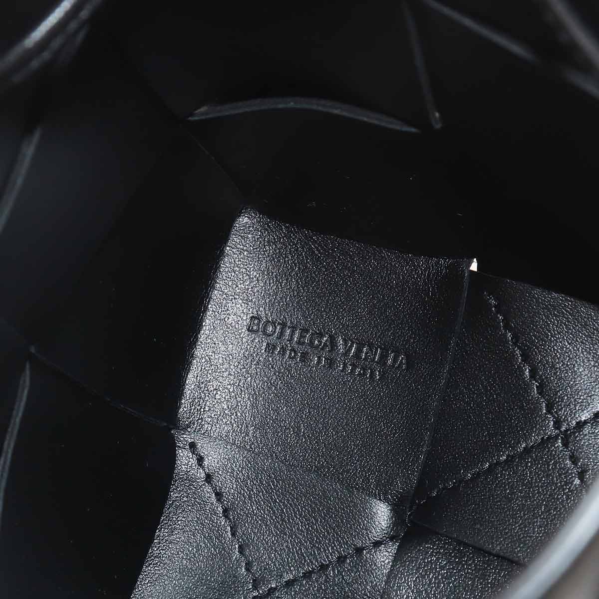 Intrecciato Mini Cassette Bucket Bag Shoulder Black