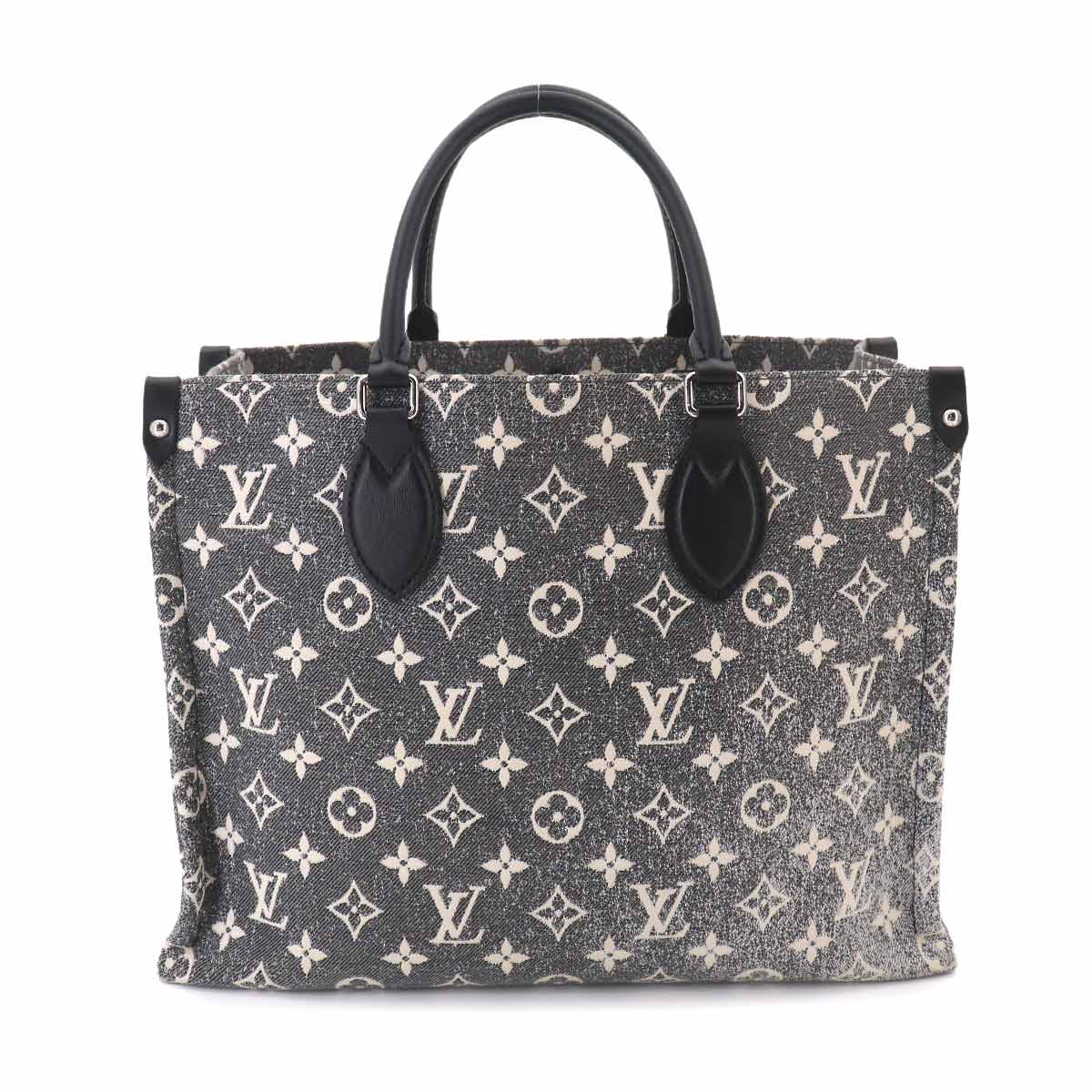 Monogram Jacquard Denim Onthego MM Tote Shoulder Bag