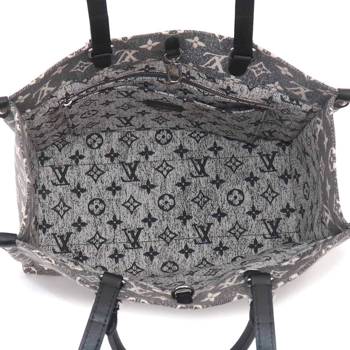 Monogram Jacquard Denim Onthego MM Tote Shoulder Bag