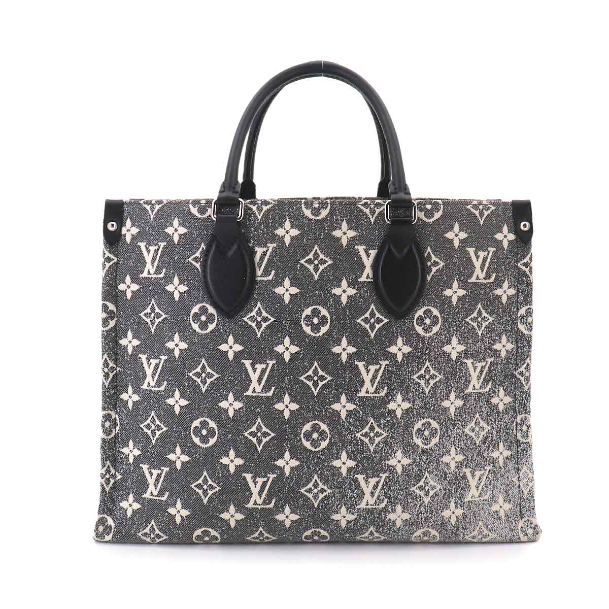 Monogram Jacquard Denim Onthego MM Tote Shoulder Bag