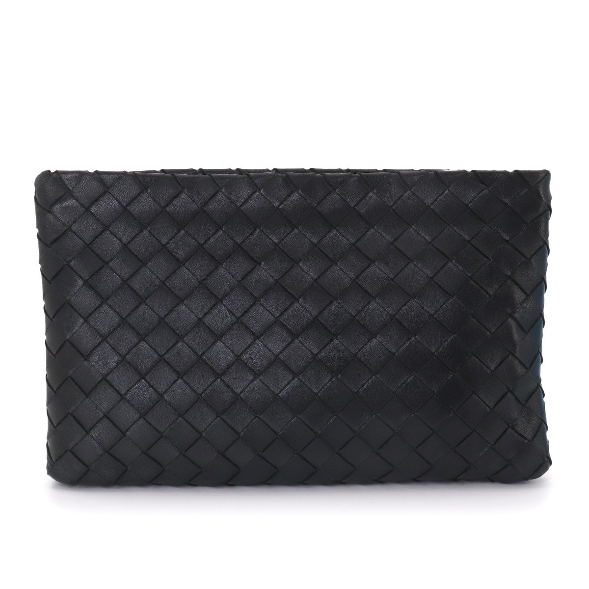 Intrecciato Clutch Second Bag Leather Black Purse