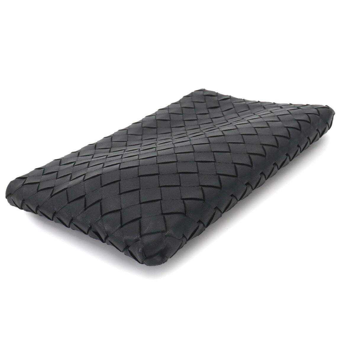 Intrecciato Clutch Second Bag Leather Black Purse