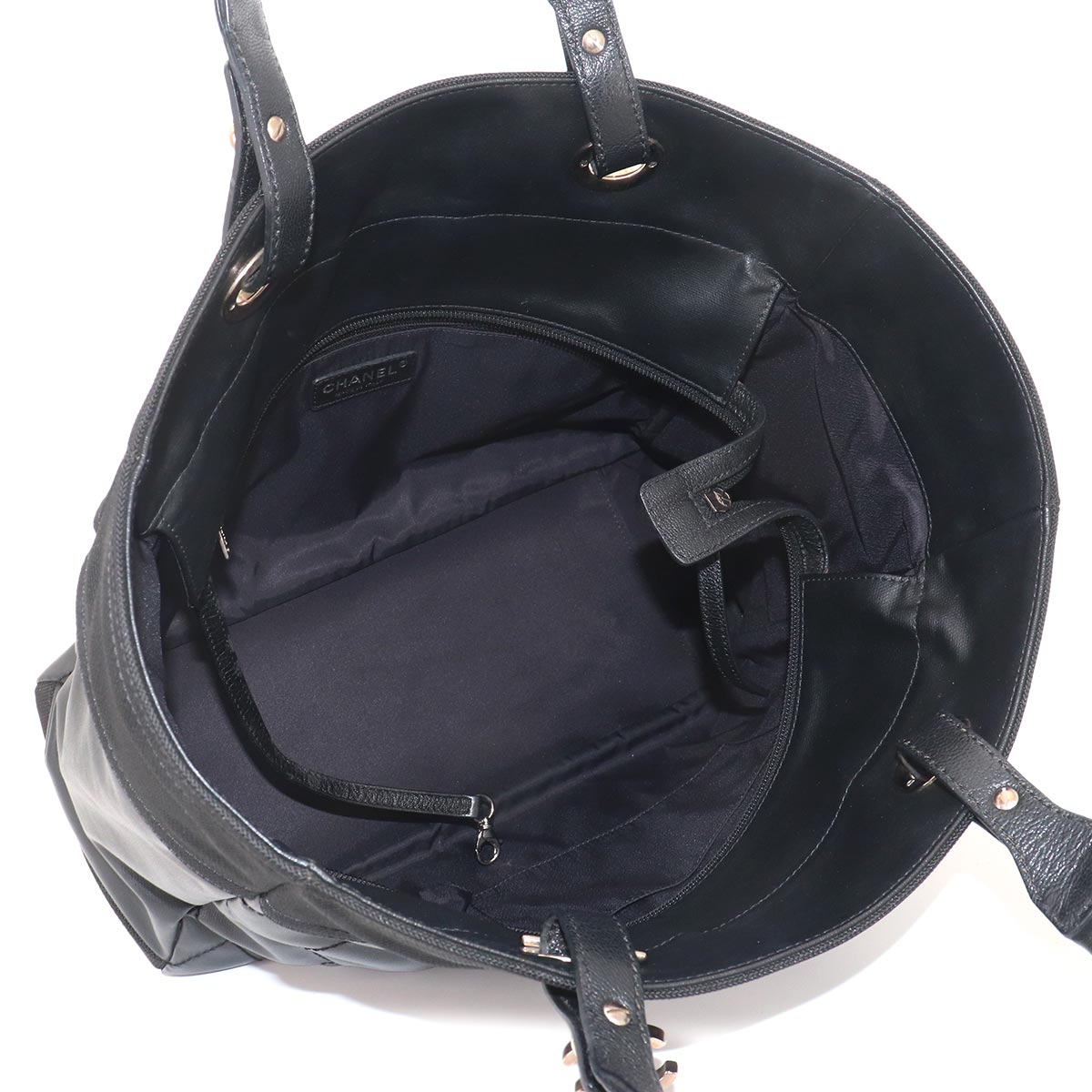 Paris Biarritz MM Tote Bag PVC Nylon Leather Black A34209