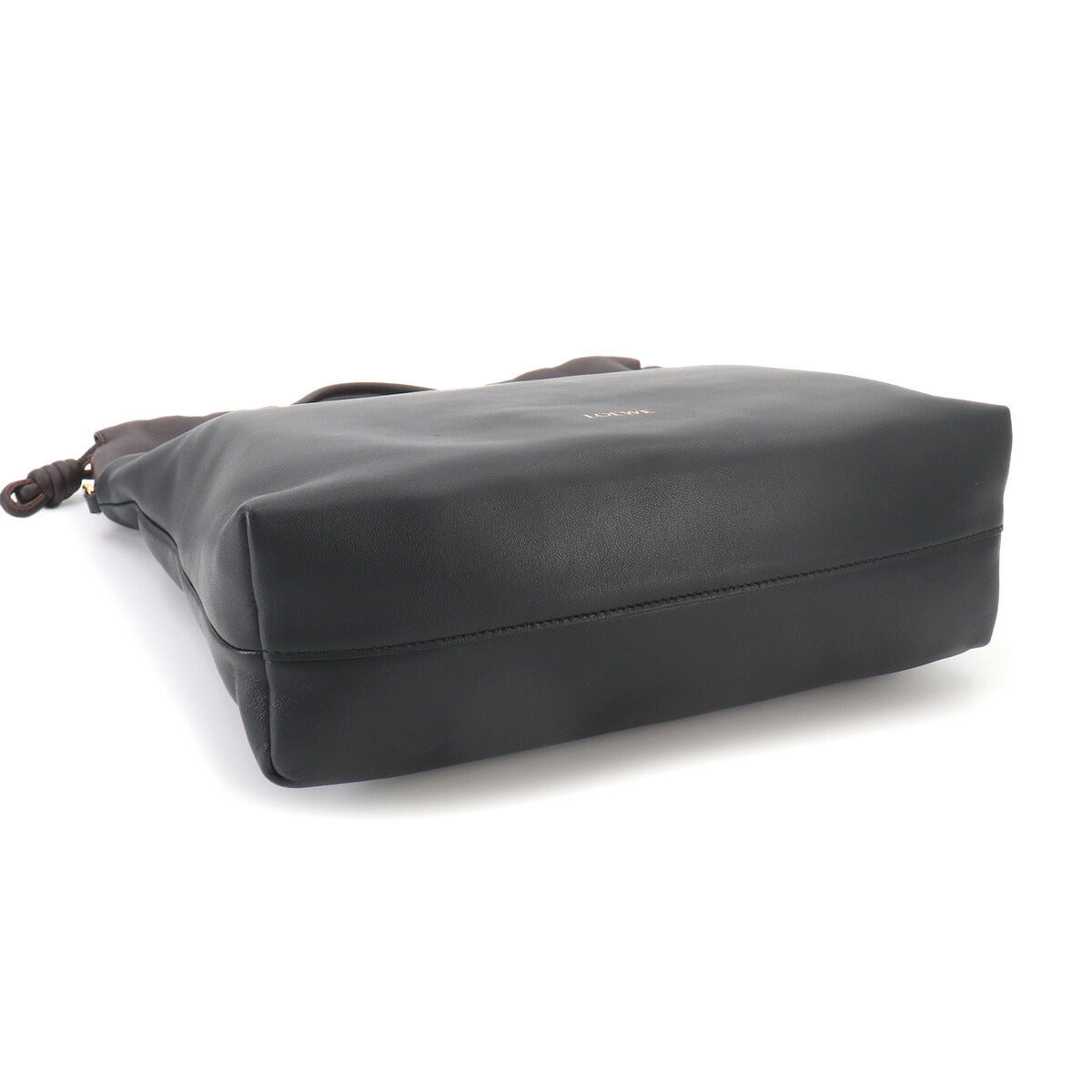Flamenco Purse Tote Shoulder Bag Leather Black Dark Chestnut