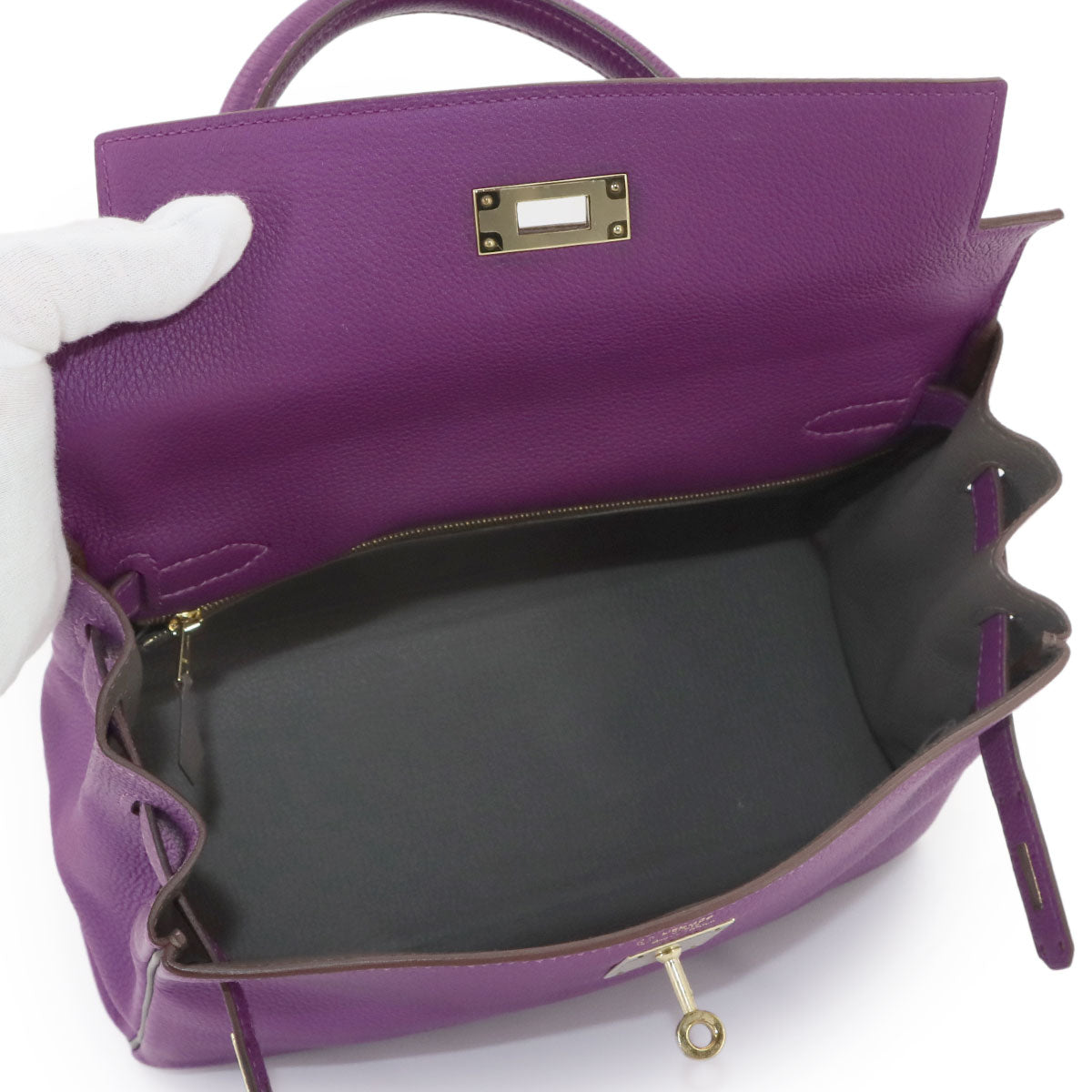Kelly 28 Personal SPO Togo Anemone Etain Hand Shoulder Bag