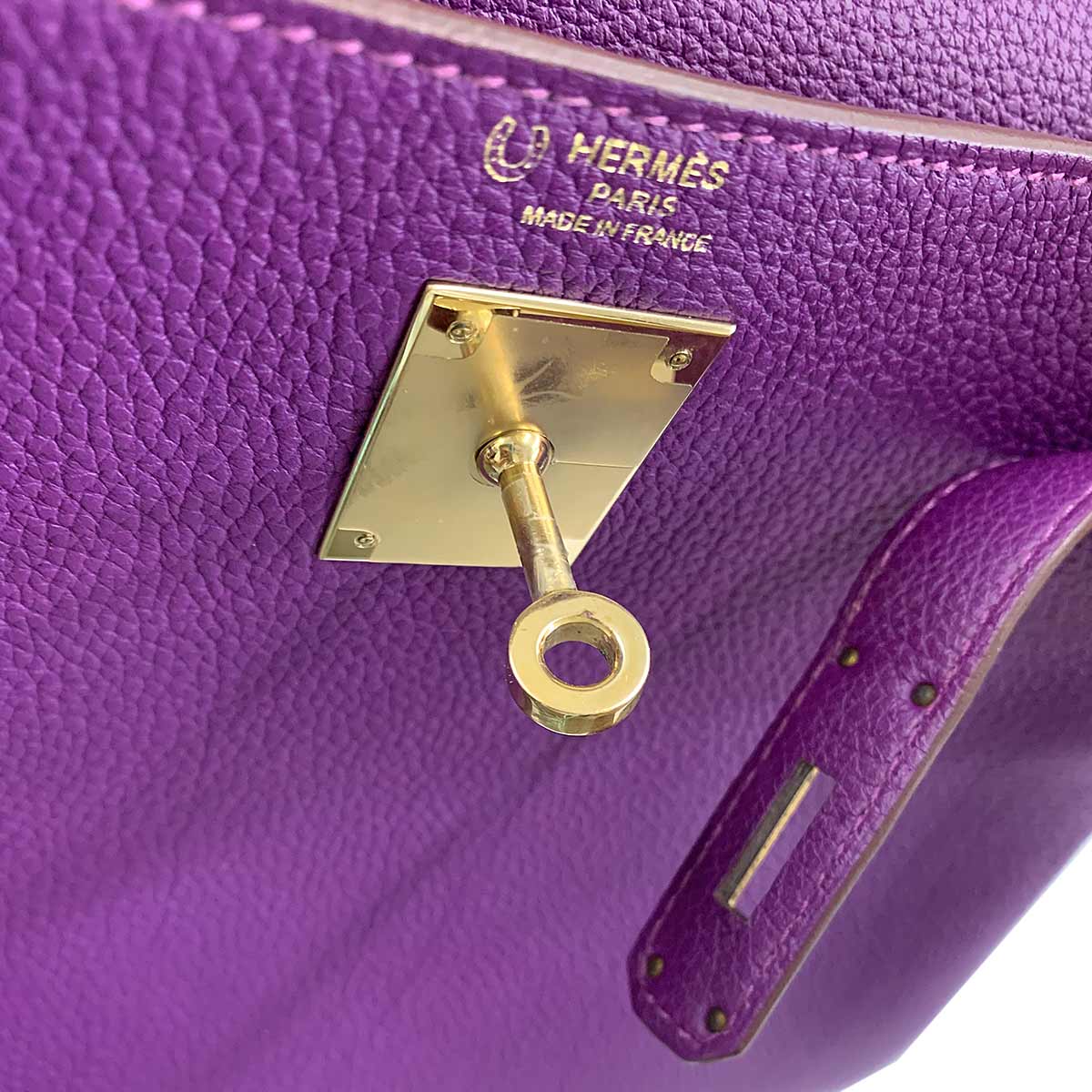 Kelly 28 Personal SPO Togo Anemone Etain Hand Shoulder Bag