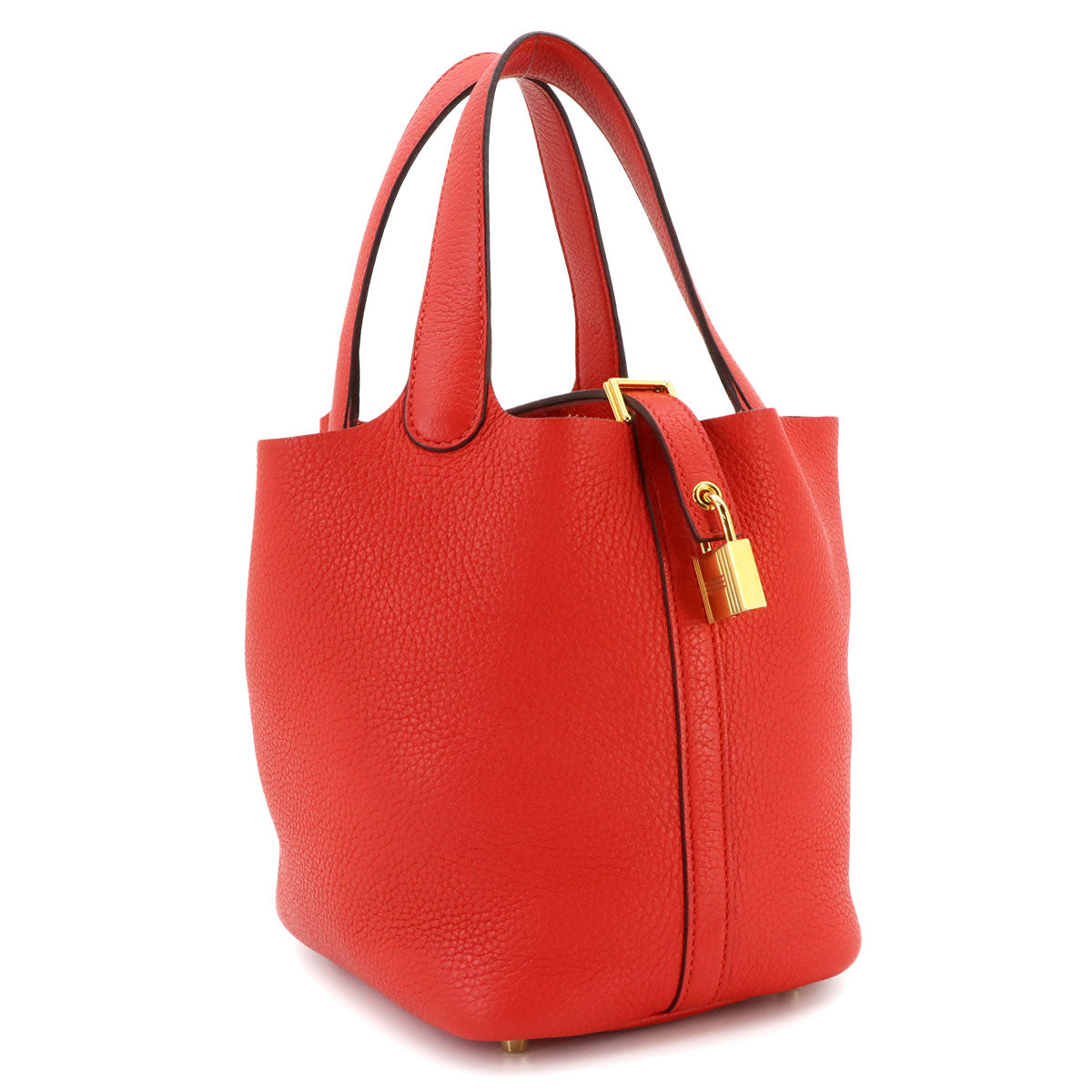 Picotin Lock PM Hand Bag Taurillon Clemence Rouge Tomate