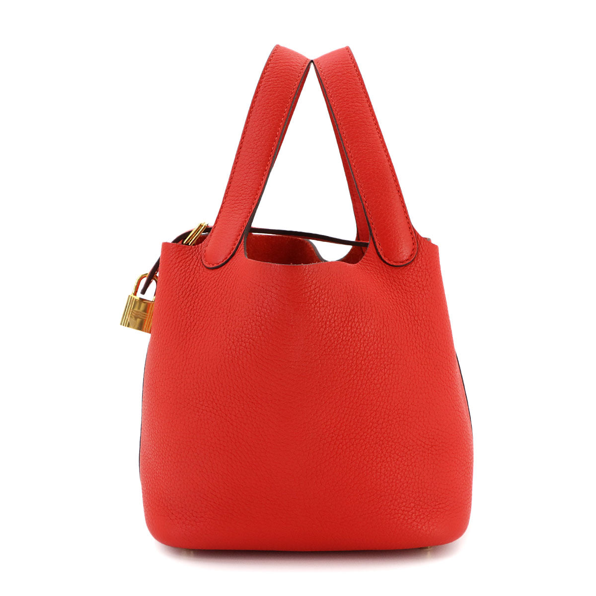 Picotin Lock PM Hand Bag Taurillon Clemence Rouge Tomate