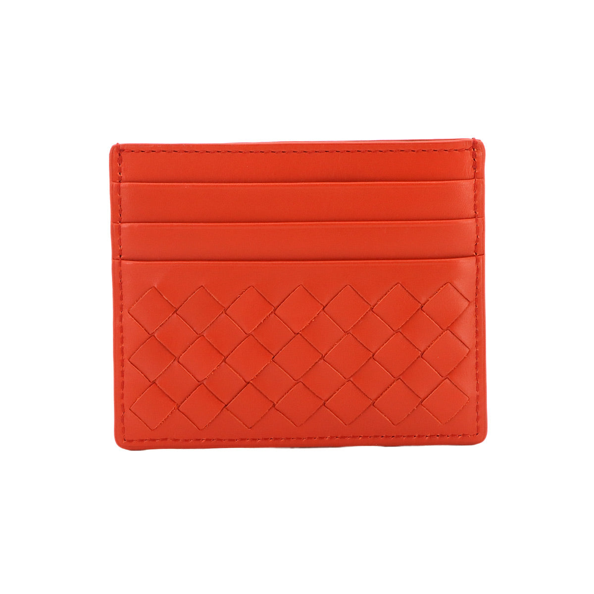 Intrecciato Card Case Leather Red