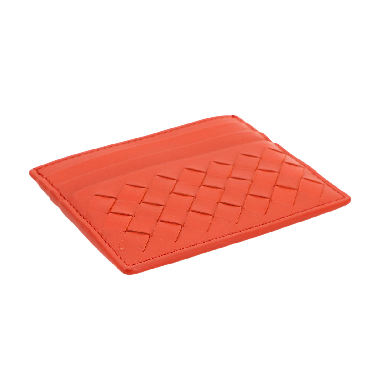 Intrecciato Card Case Leather Red