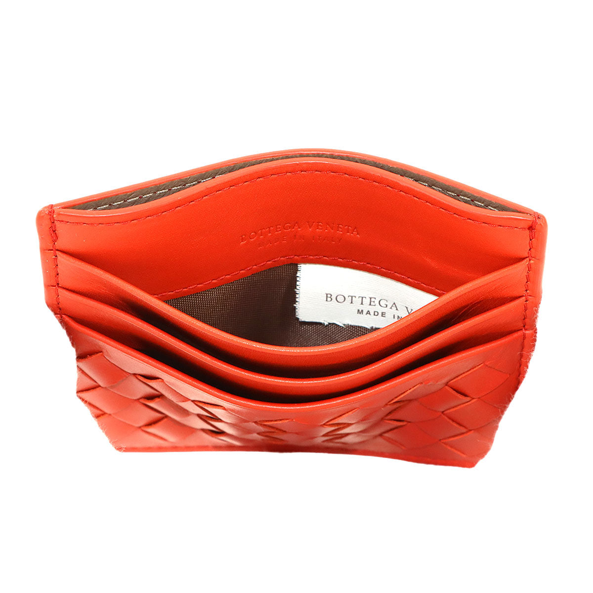 Intrecciato Card Case Leather Red