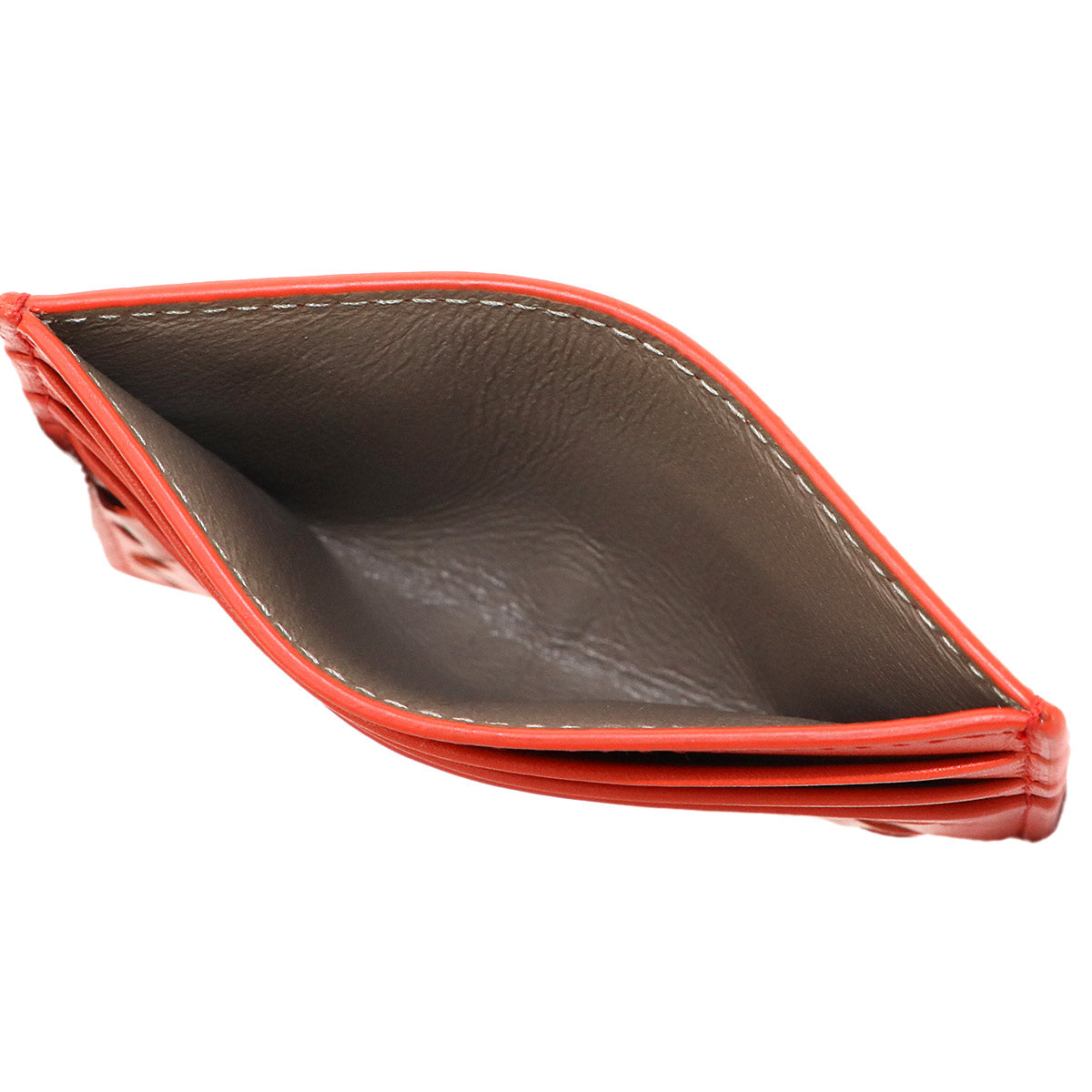 Intrecciato Card Case Leather Red