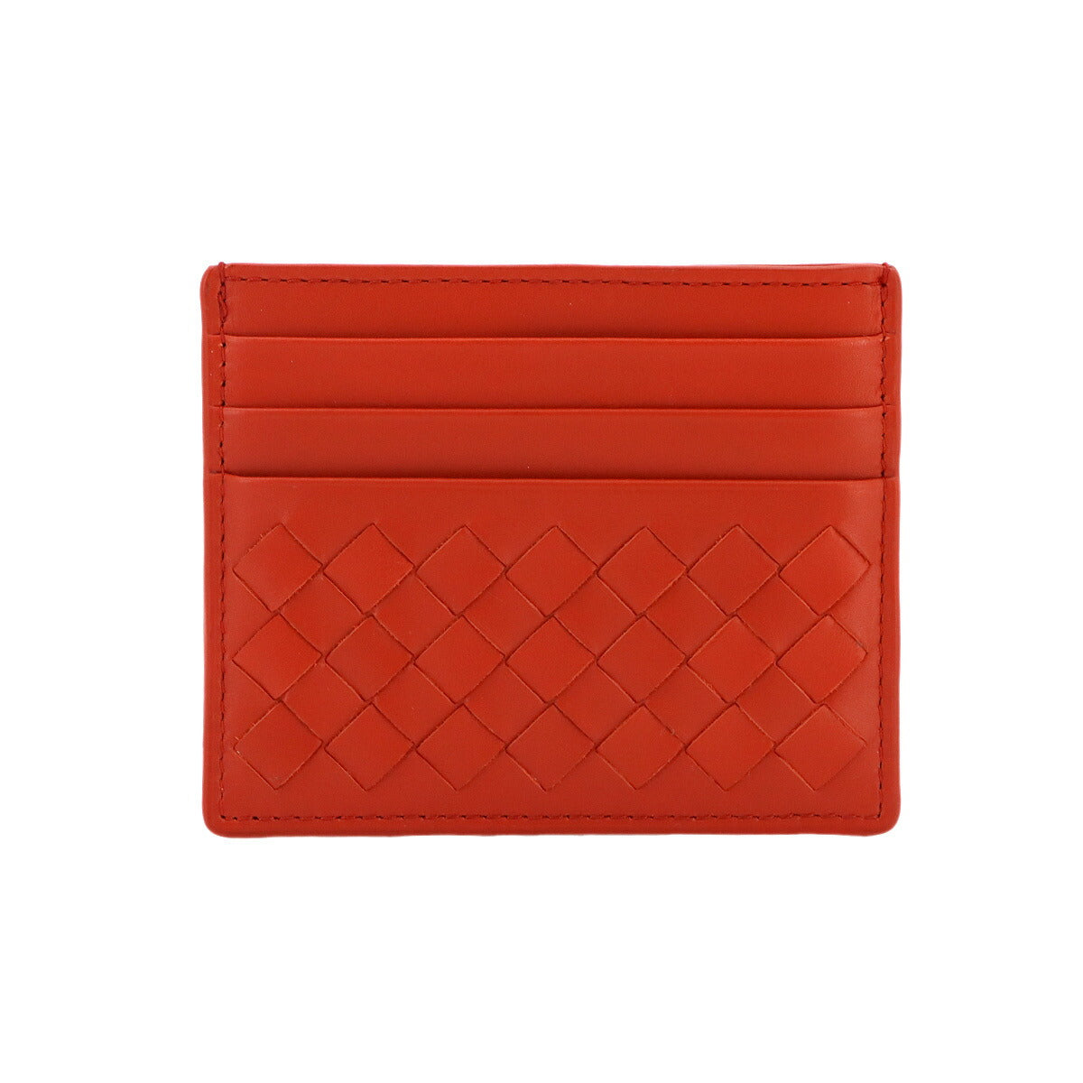 Intrecciato Card Case Leather Red