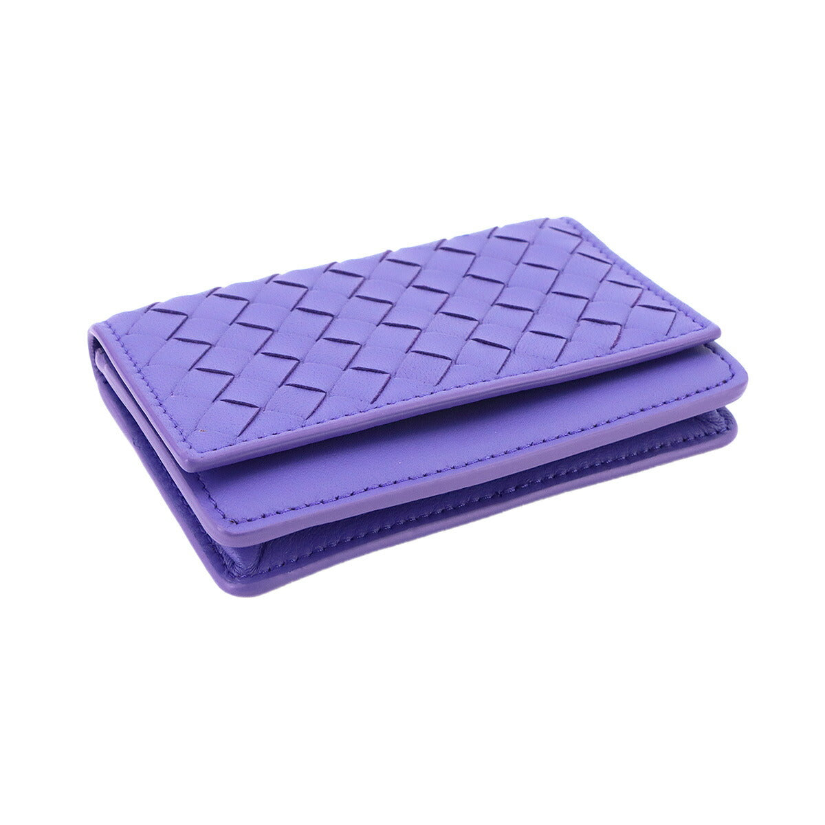 Intrecciato Card Case Leather Purple 133945
