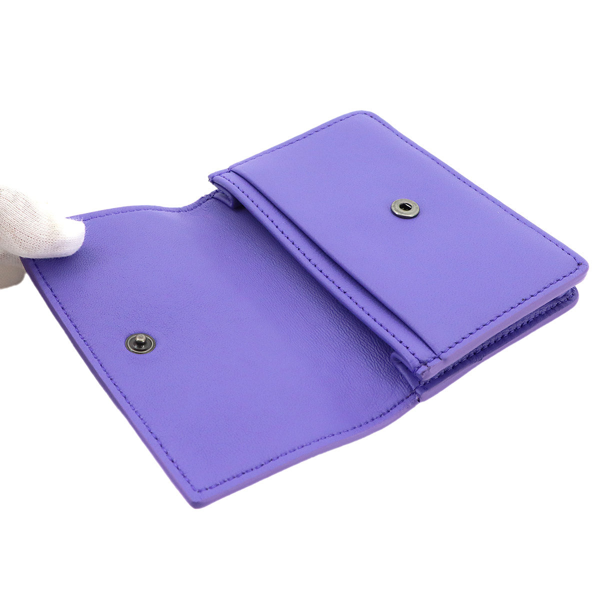 Intrecciato Card Case Leather Purple 133945
