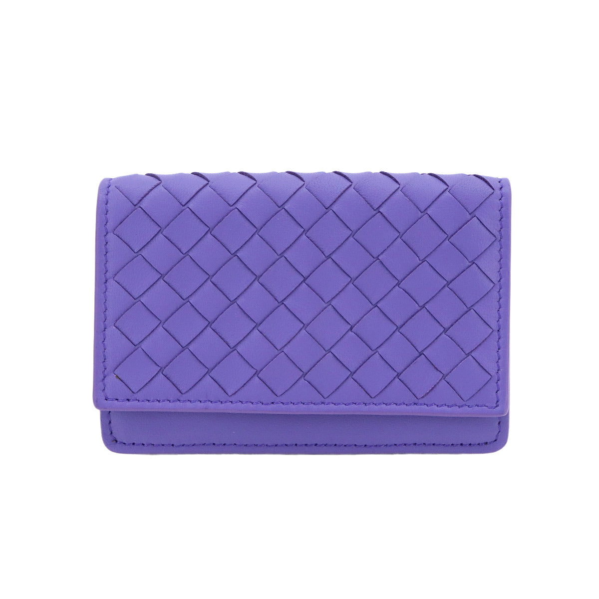 Intrecciato Card Case Leather Purple 133945
