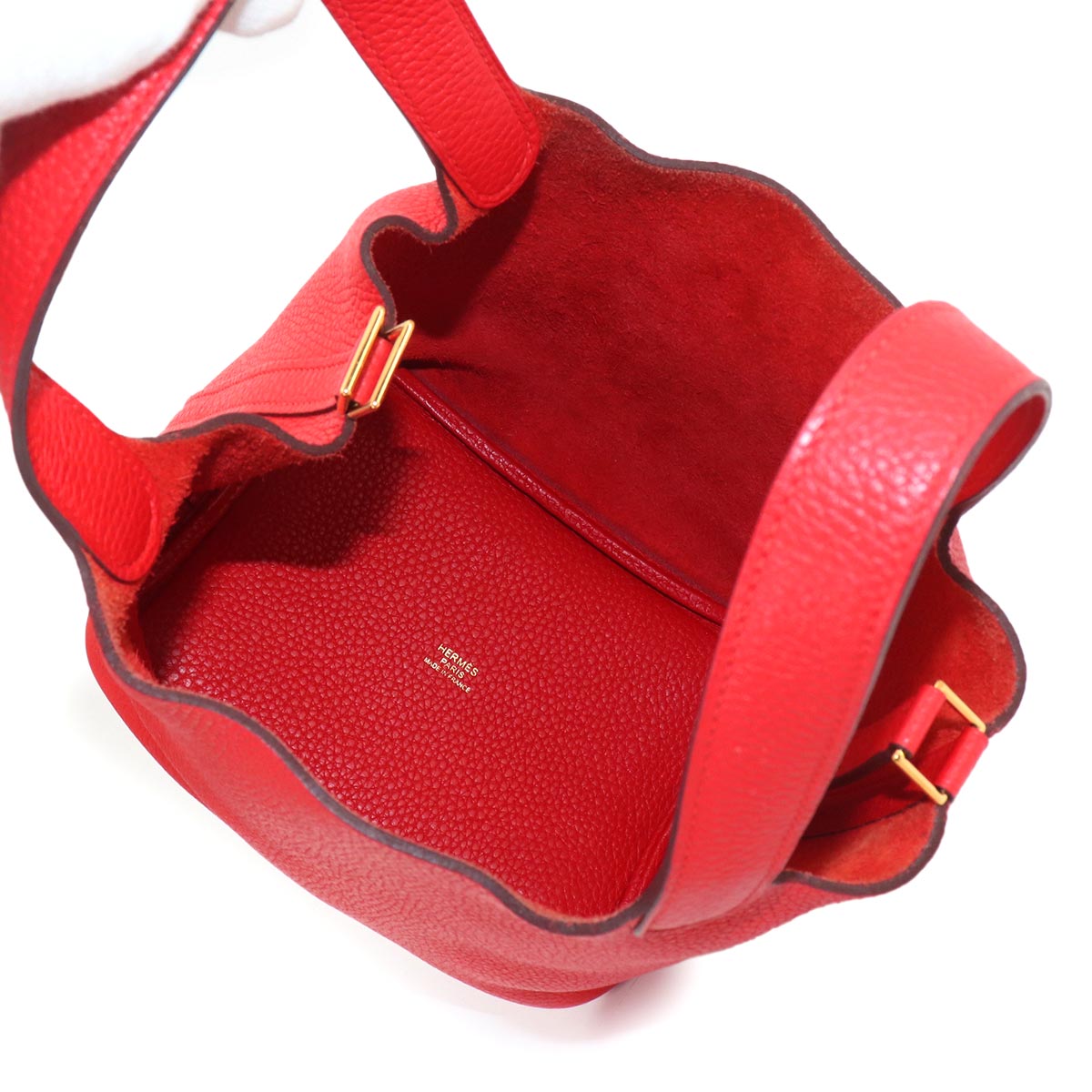 Picotin Lock PM Hand Bag Taurillon Clemence Rouge Tomate