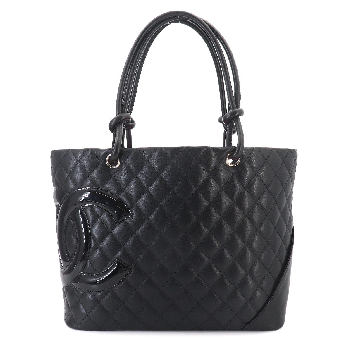 Cambon Line Large Tote Bag Leather Enamel Black A25169 Purse