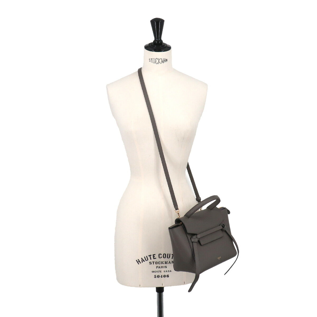 Belt Bag Nano 2way Hand Shoulder Bag Leather Gray 189003