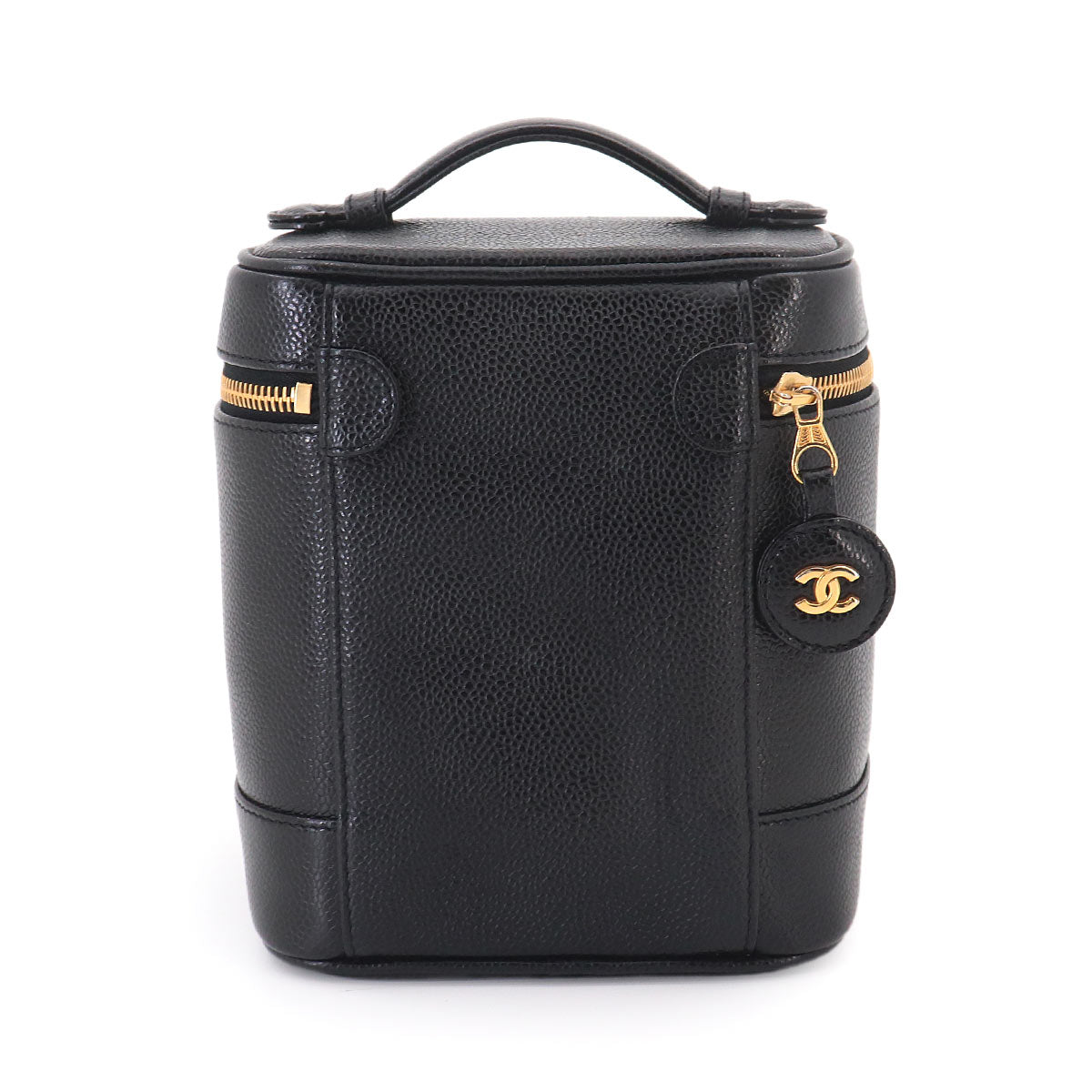 Vanity Hand Bag Leather Black A01998 Coco Logos Vintage Purse