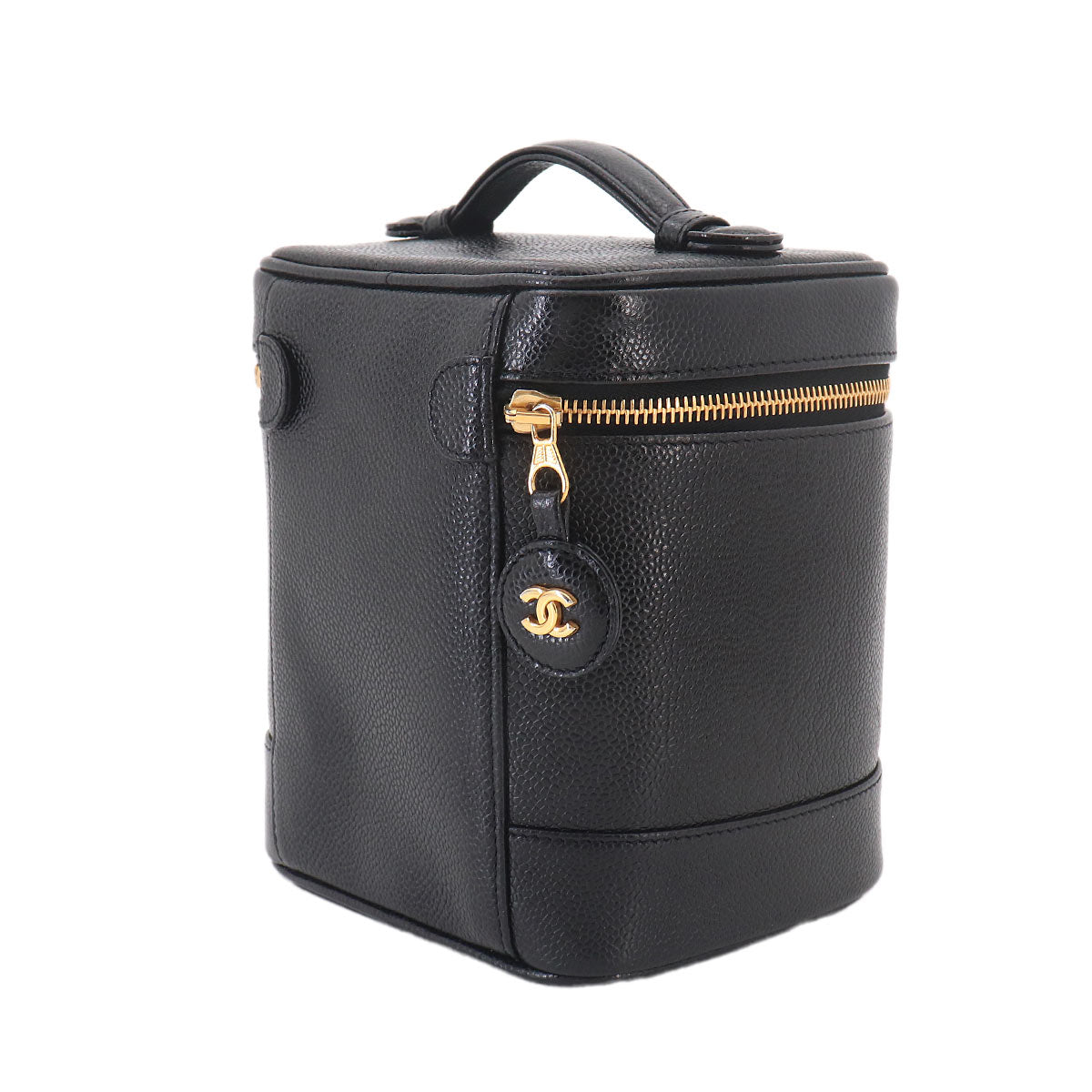 Vanity Hand Bag Leather Black A01998 Coco Logos Vintage Purse