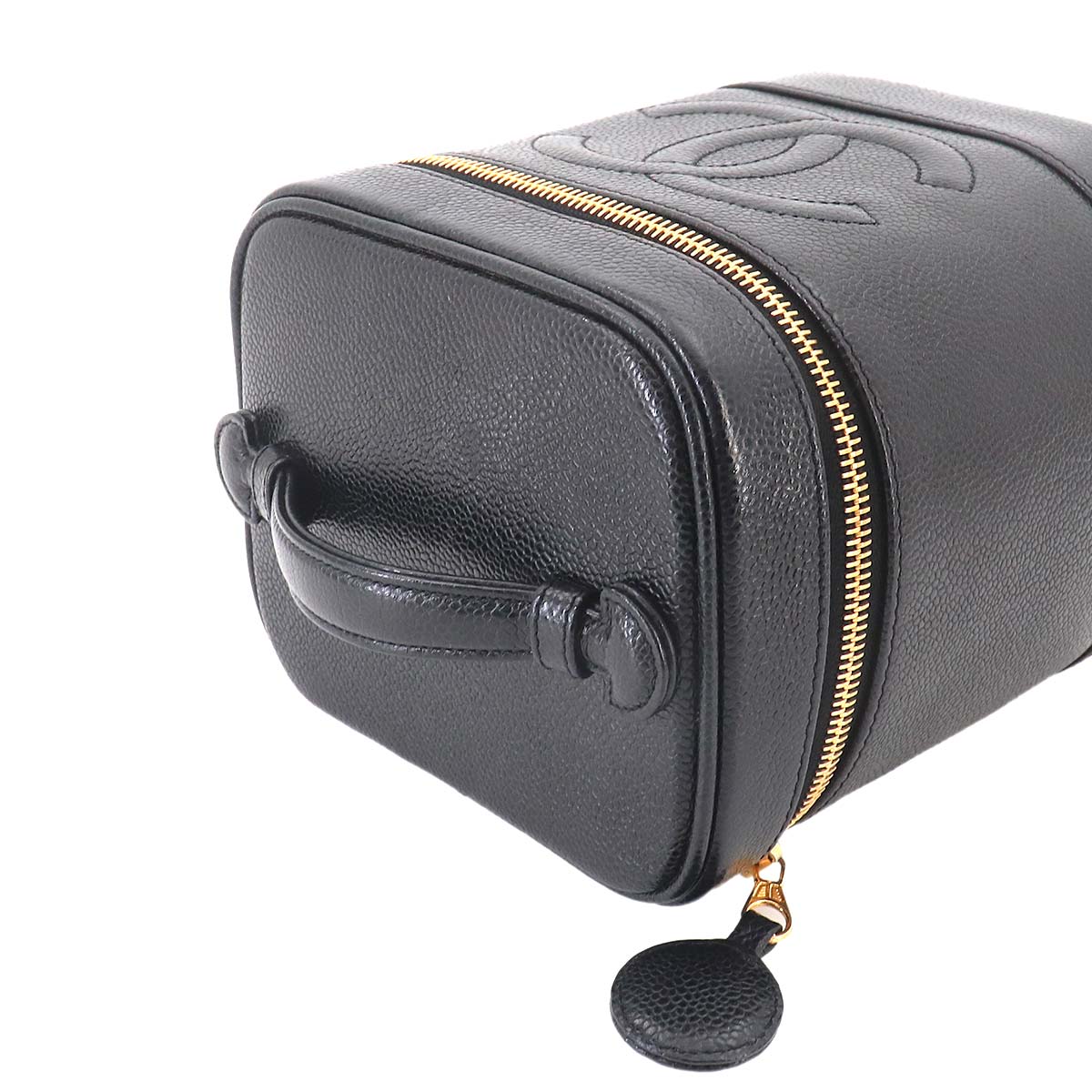 Vanity Hand Bag Leather Black A01998 Coco Logos Vintage Purse