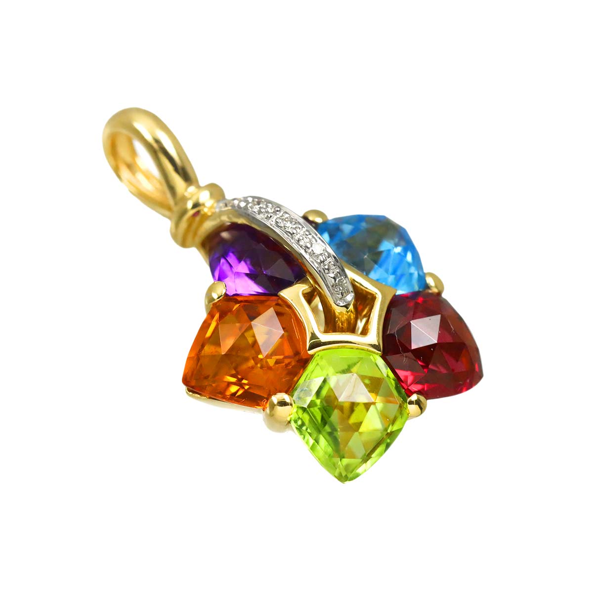 Diamond 0.03ct Multi Stone Pendant 18K YG Yellow Gold 750