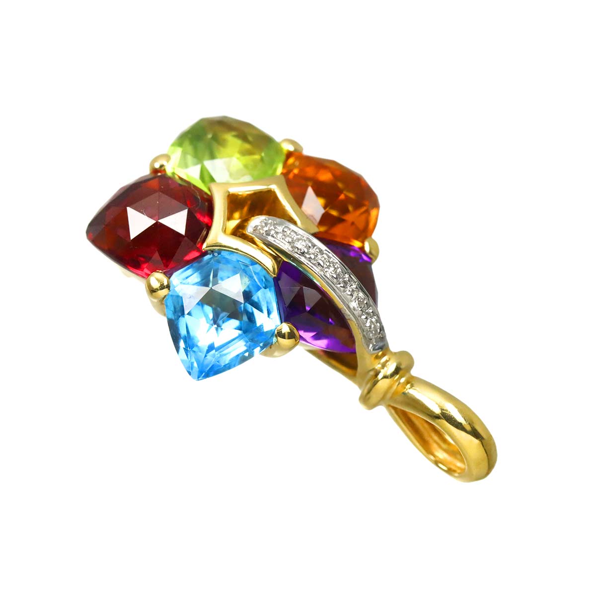Diamond 0.03ct Multi Stone Pendant 18K YG Yellow Gold 750