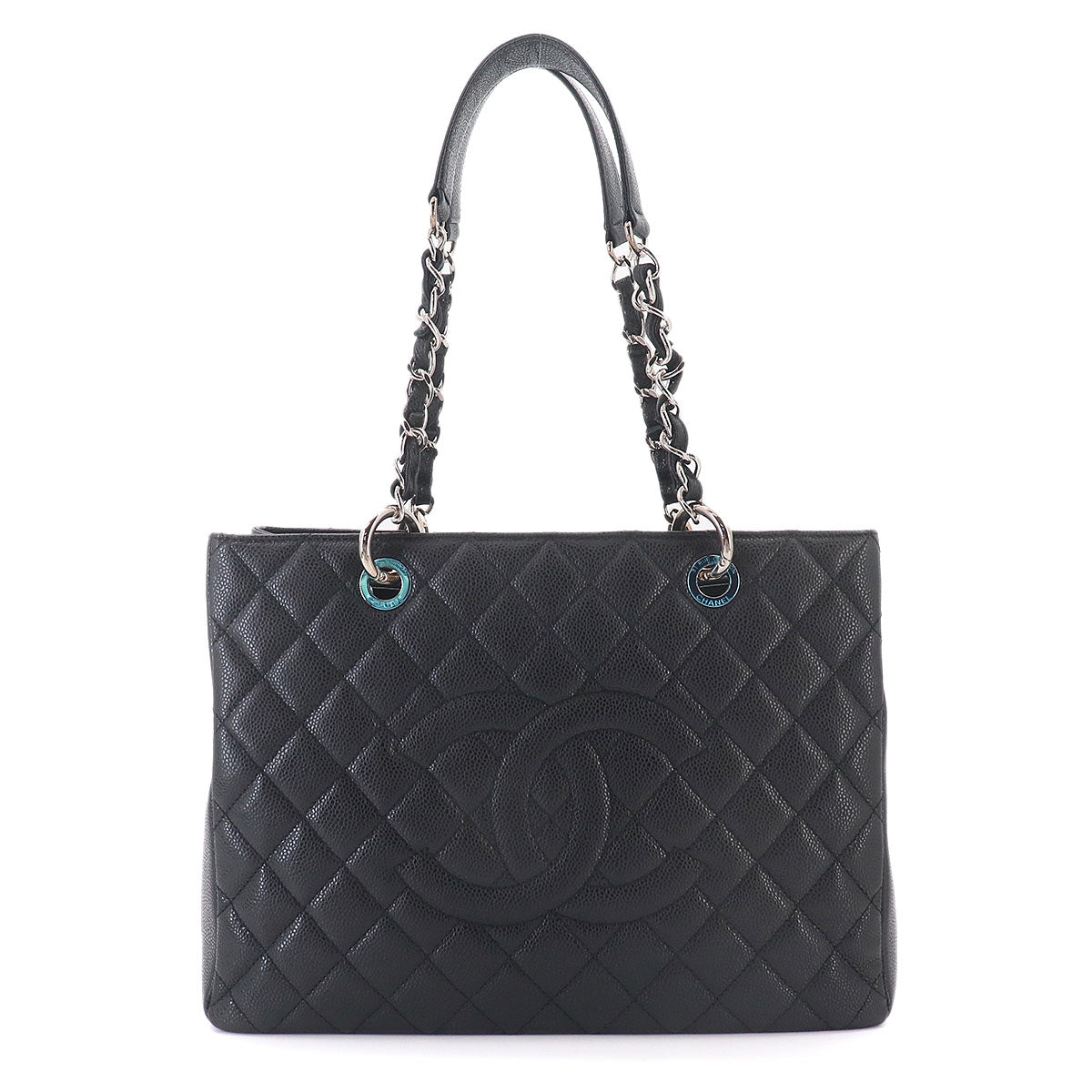 Matelasse Grand Shopping Tote Bag Leather Black GST A50995