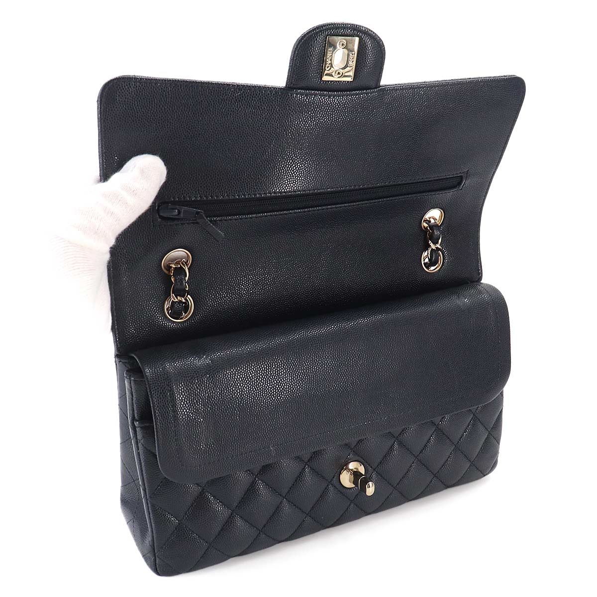 Matelasse 25 Chain Shoulder Bag Leather Navy A01112 Purse