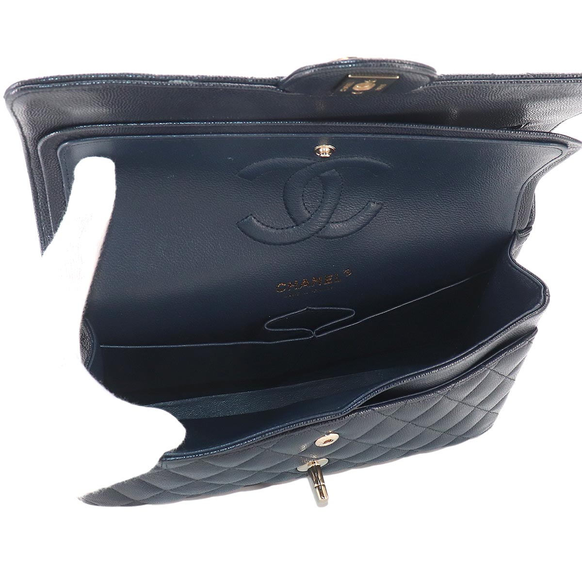 Matelasse 25 Chain Shoulder Bag Leather Navy A01112 Purse