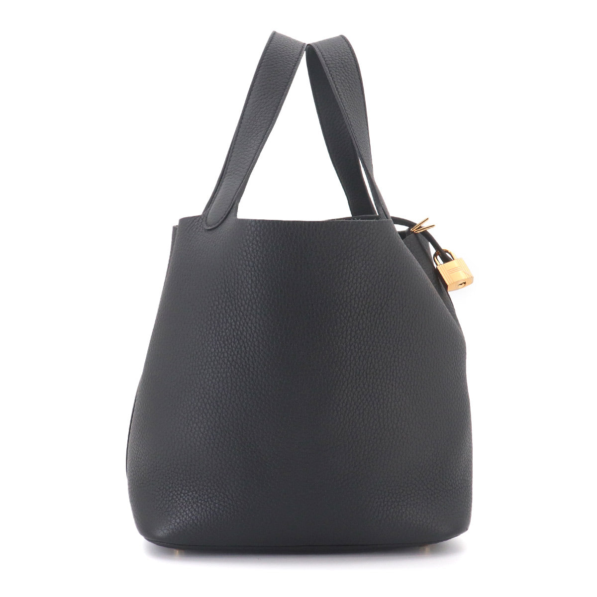Picotin Lock MM Hand Bag Taurillon Clemence Black Purse