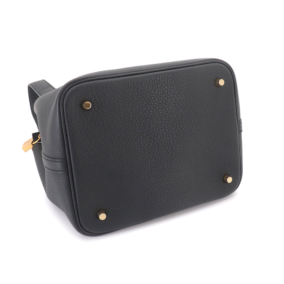 Picotin Lock MM Hand Bag Taurillon Clemence Black Purse