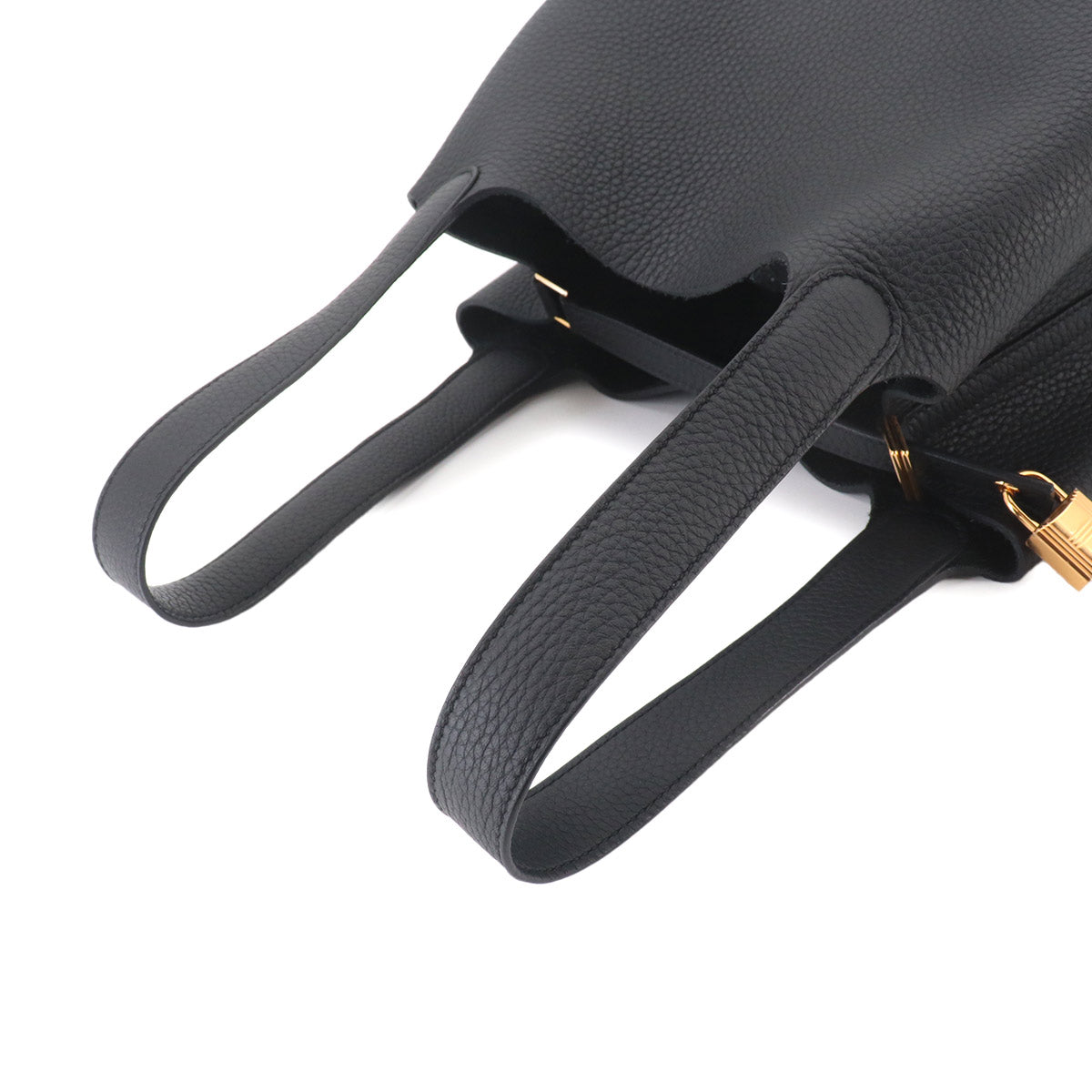 Picotin Lock MM Hand Bag Taurillon Clemence Black Purse