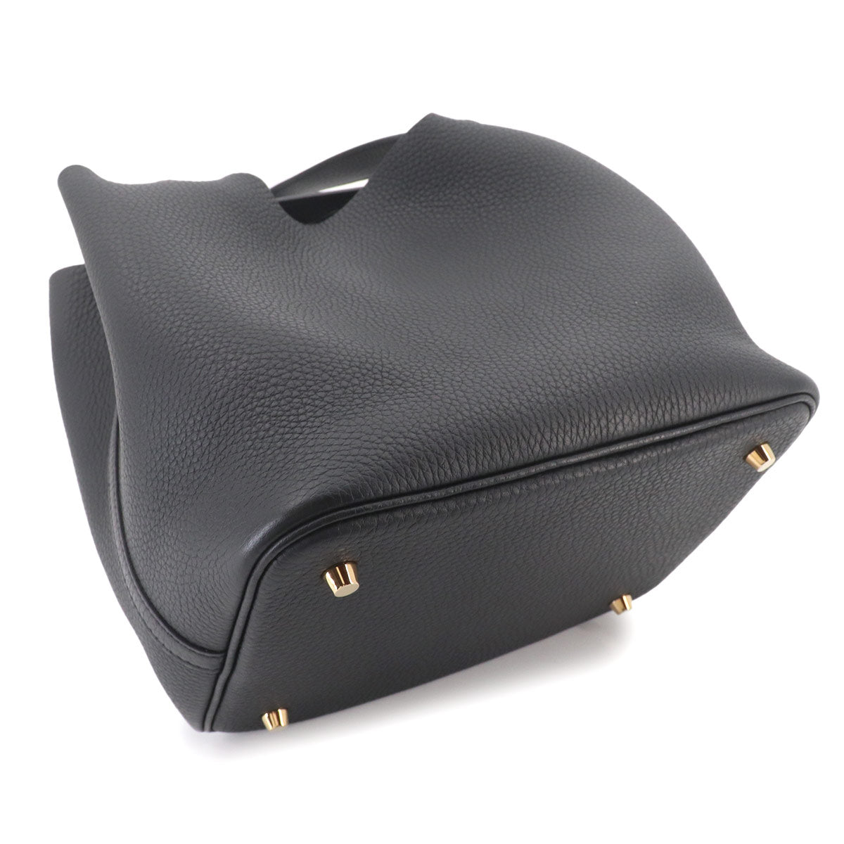 Picotin Lock MM Hand Bag Taurillon Clemence Black Purse