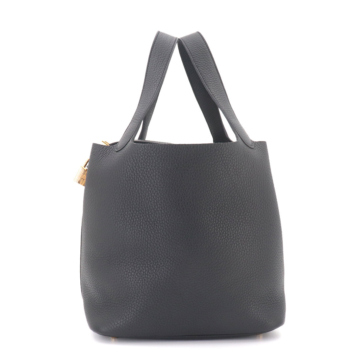Picotin Lock MM Hand Bag Taurillon Clemence Black Purse