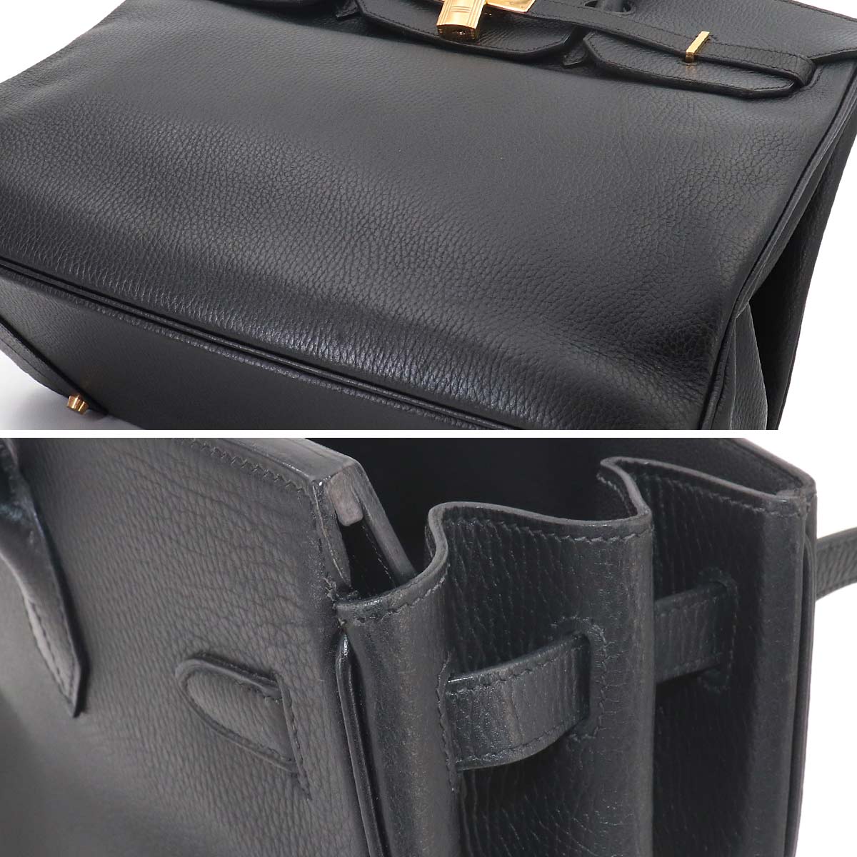 Birkin 40 Ardennes Leather Black Hand Bag Vintage Purse