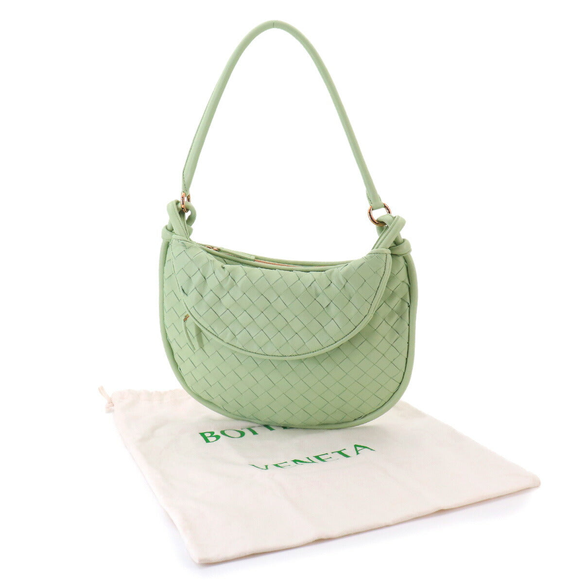Intrecciato Medium Gemelli Shoulder Bag Leather Green