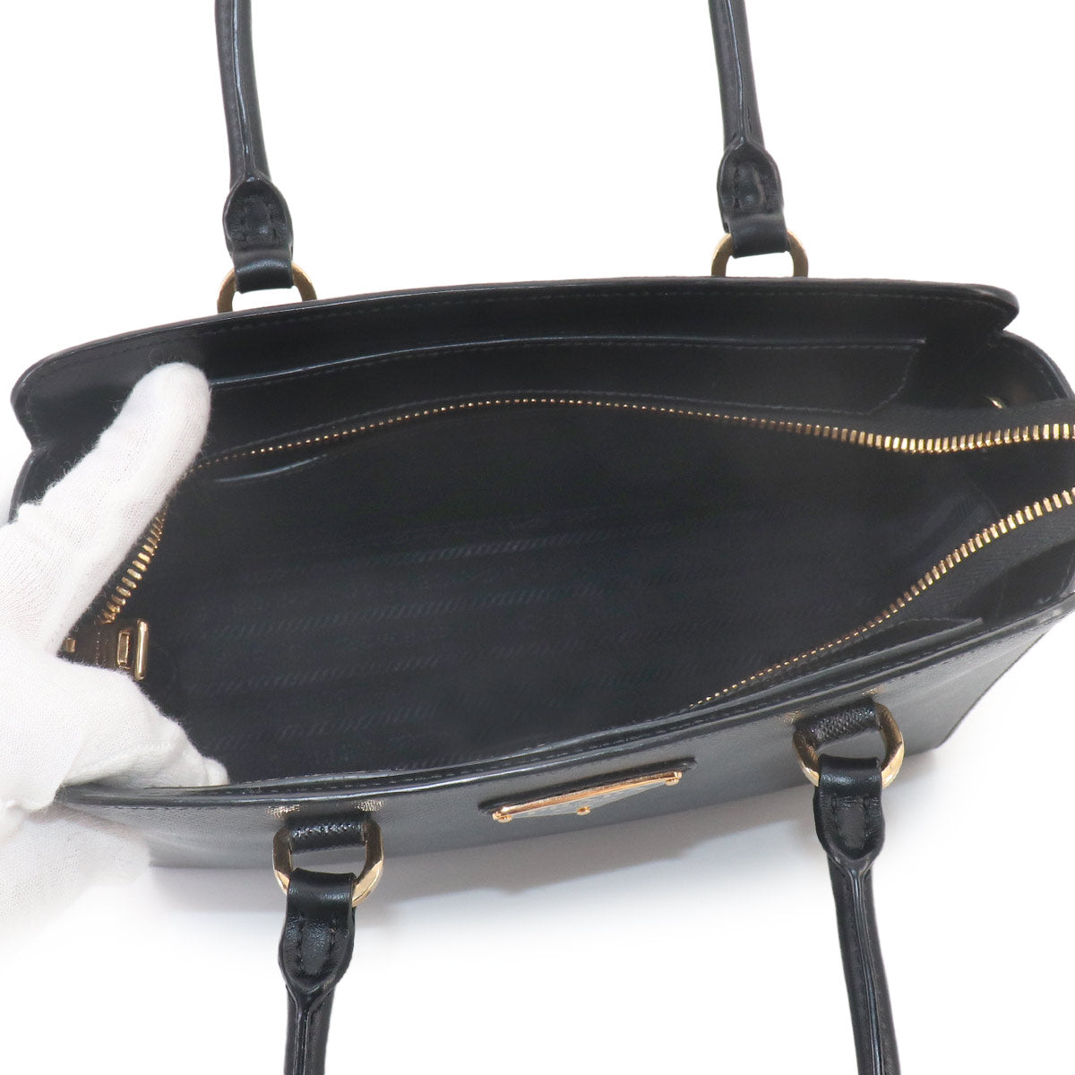 2way Hand Shoulder Bag Saffiano Leather Nero Black Purse