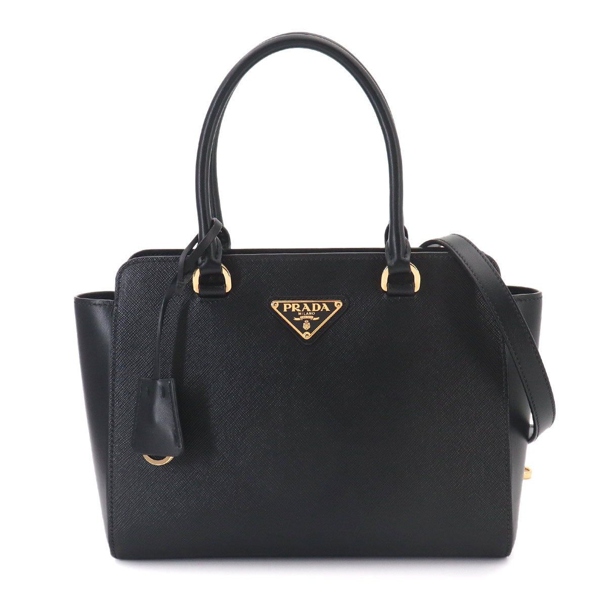 2way Hand Shoulder Bag Saffiano Leather Nero Black Purse