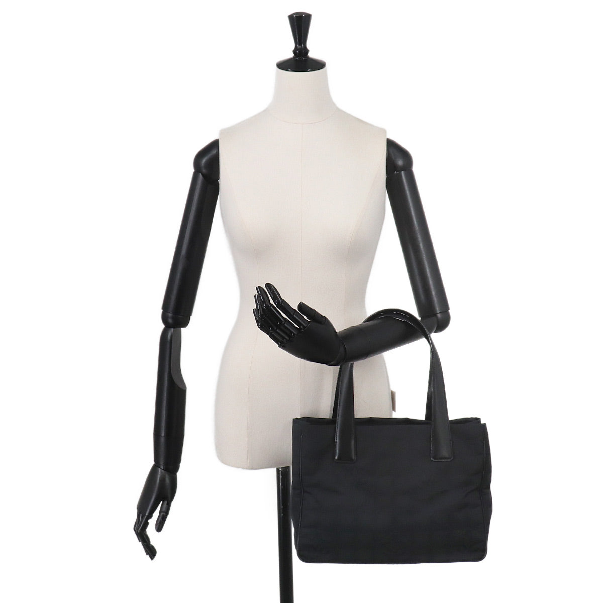 New Travel Line Tote PM Bag Nylon Jacquard Leather Black A20457