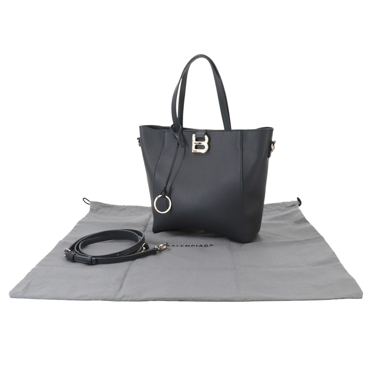Hourglass Soft Small Tote Shoulder Bag Leather Gray 810415