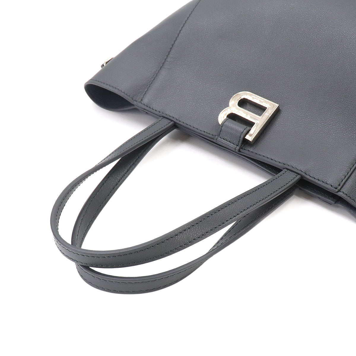 Hourglass Soft Small Tote Shoulder Bag Leather Gray 810415