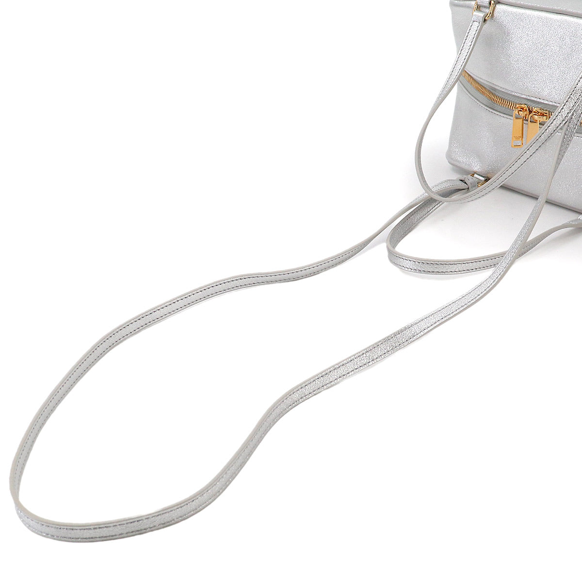 Cuir Triomphe Hand Shoulder Bag Leather Metallic silver