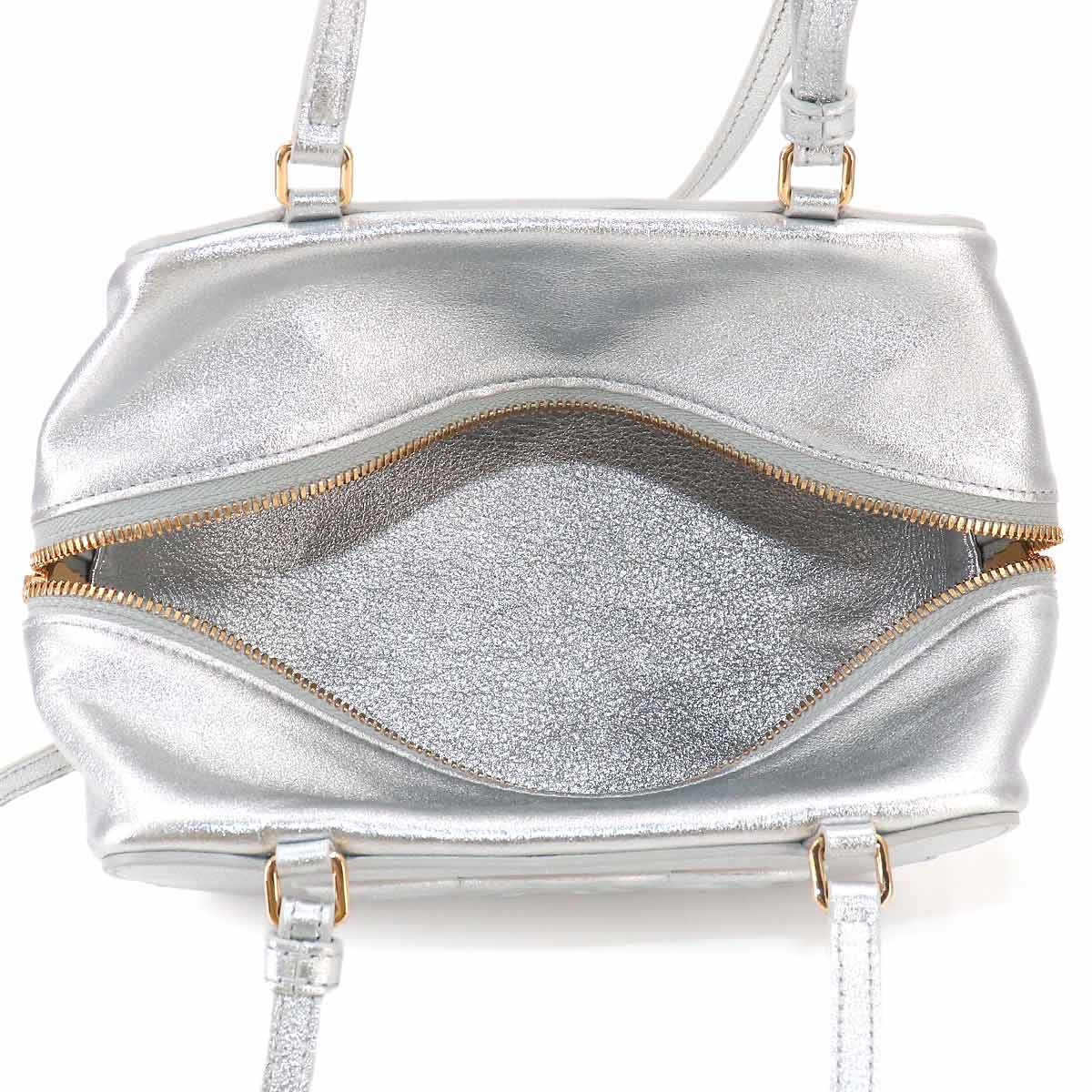 Cuir Triomphe Hand Shoulder Bag Leather Metallic silver